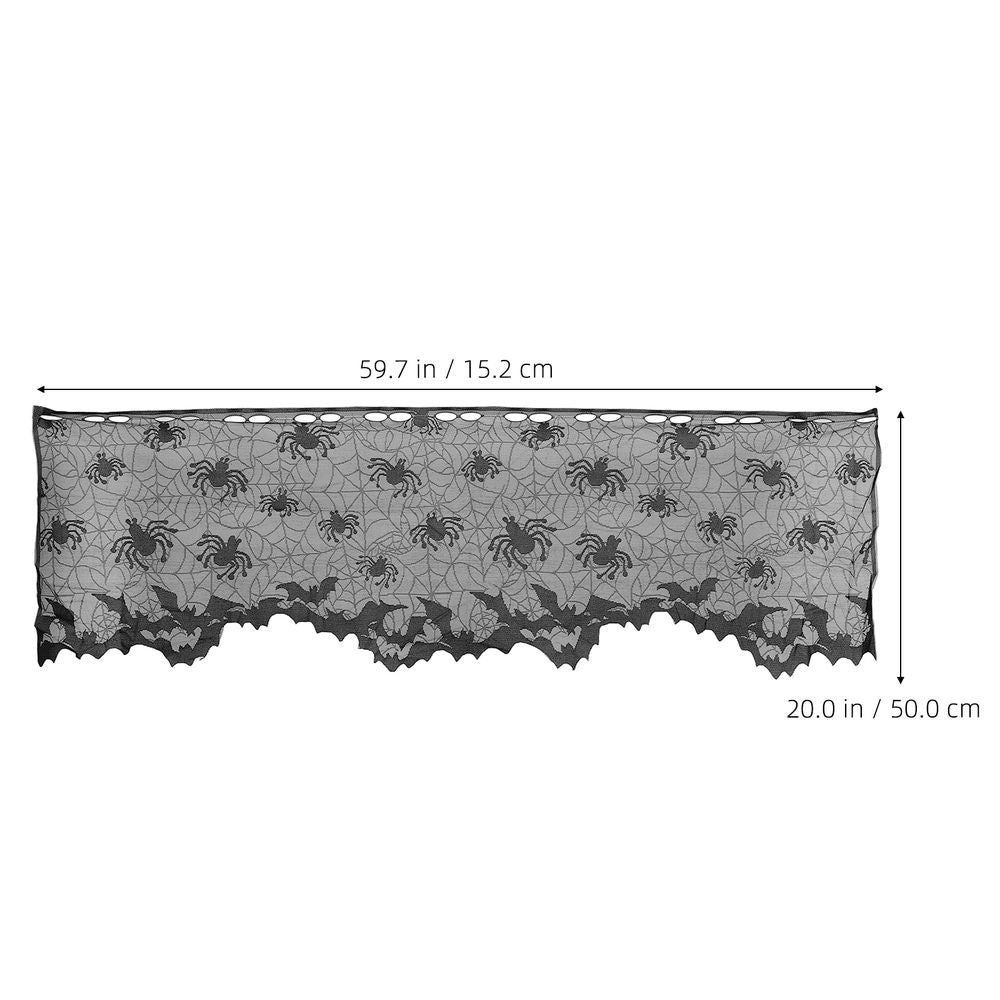 Subtle Black Bats Window Curtain for Holiday and Fireplace Decoration