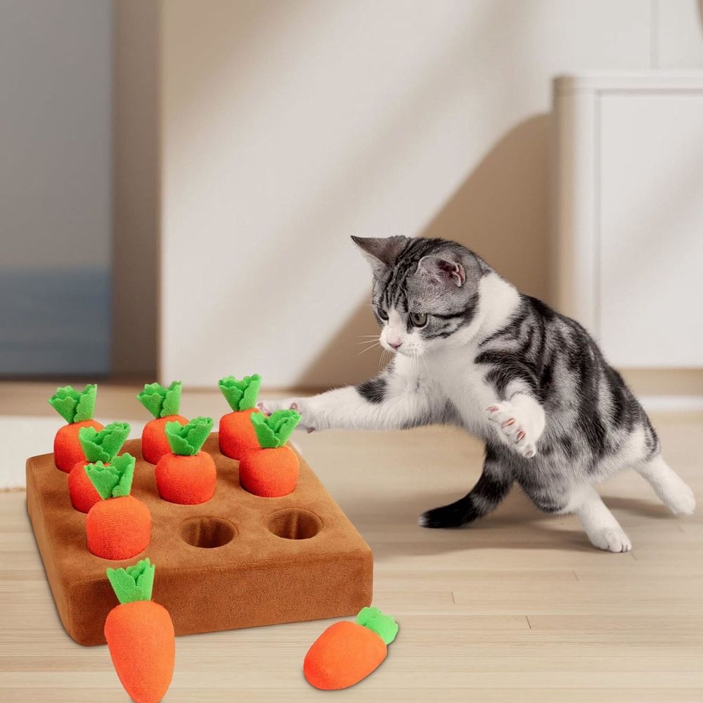 Dog Sniff Carpet Puzzle youth for Mental Stimulation Interactive Activity Mat with 9 Carrots Promotes Foraging Behavior and Reduces Stress