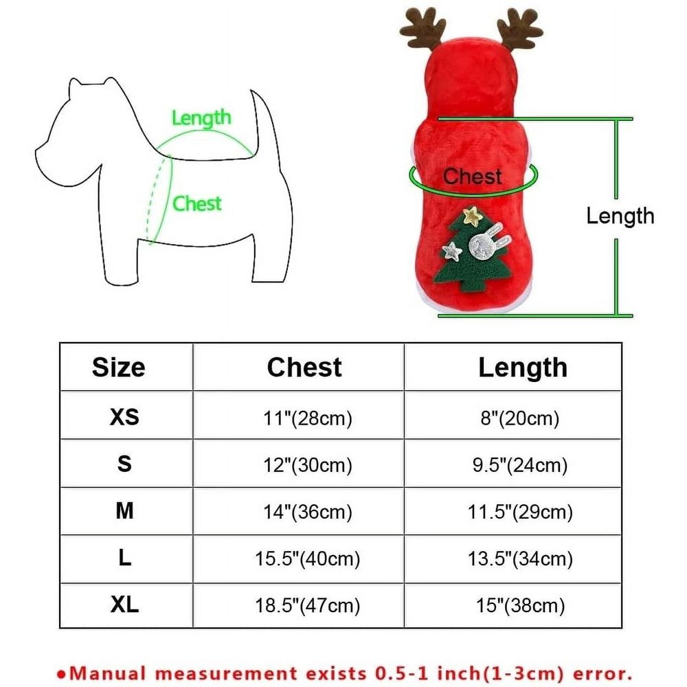 Pet Dog Christmas Clothes Costume, Dog Clothes for Small Medium Dogs and Cats
