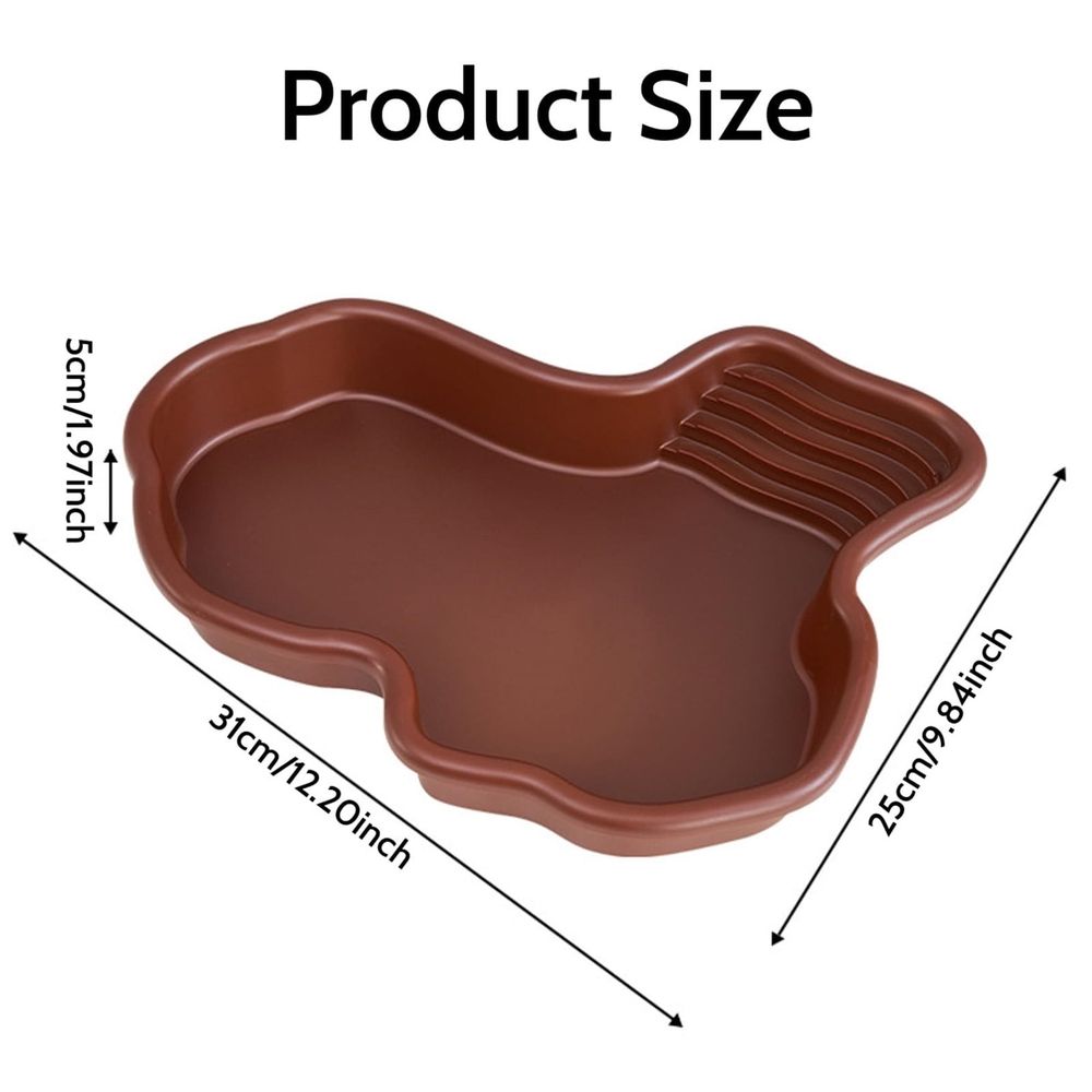 Reptile Water Tortoise Habitat with Non-Slip Ramp Shallow Reptile Pool Geometric Turtle Tub 12.2X9.8X2In Reptile Water