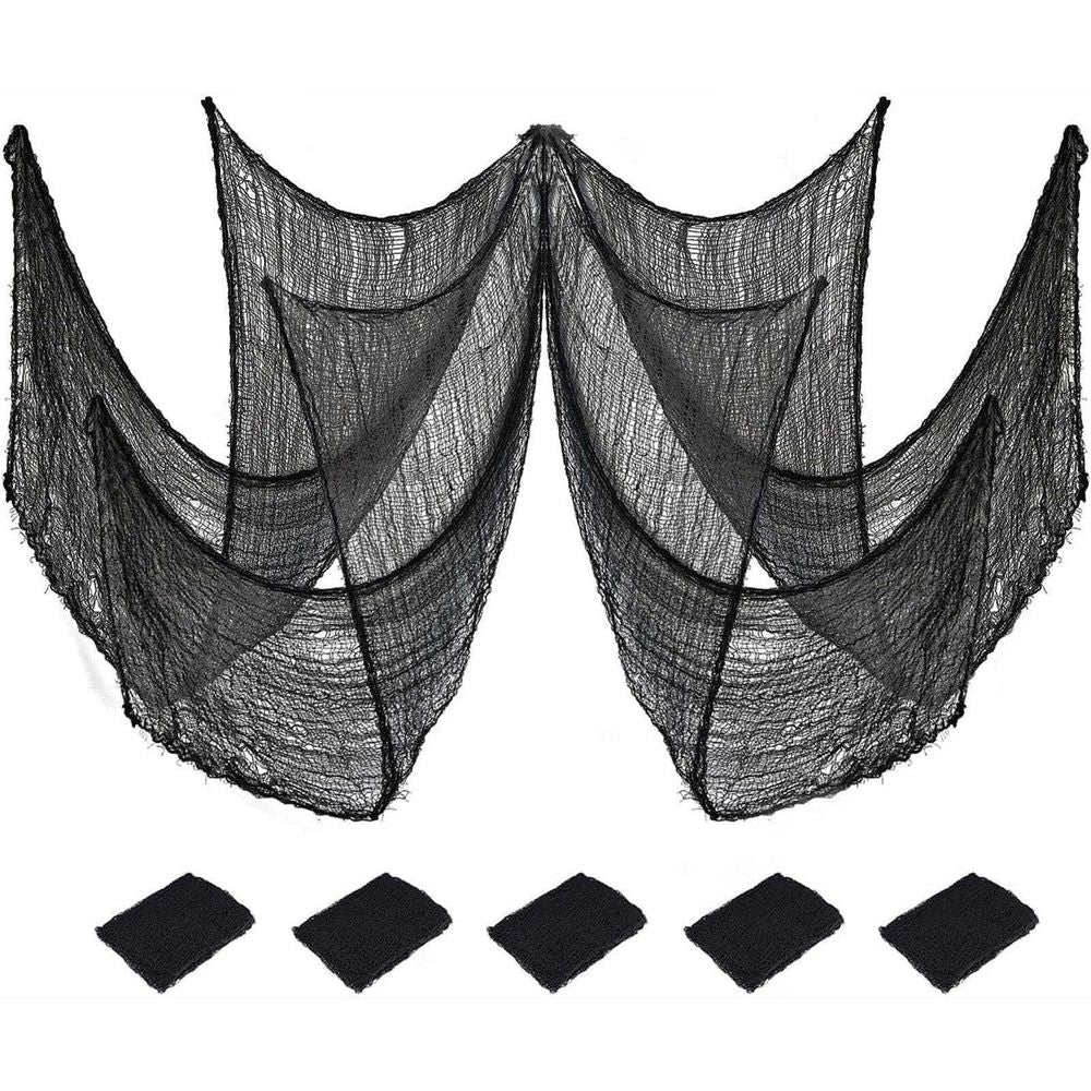 5 Pack Halloween Decorations, Halloween Gauze - Black Creepy Cloth for Indoor & Outdoor Halloween Decor, Haunted Houses, Gardens, Front Doors & Spider Web Decorations, 30"W x 72"L