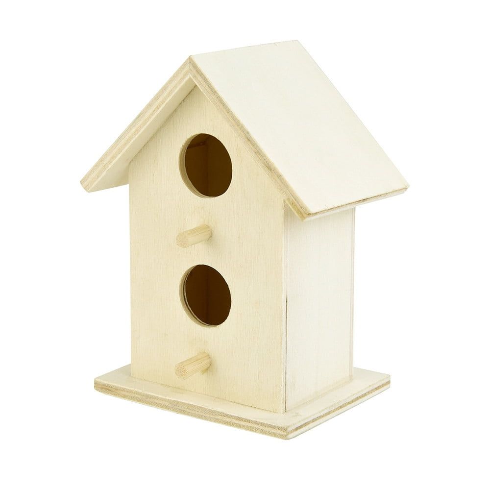 Small Bird House for Outside, Outdoor Wooden Birdhouse with Transparent Acrylic Window, Bird Nest Box with Pole for Garden Patio, Hanging Birdhouse for Sparrow Hummingbird Finch 11x7.5cm