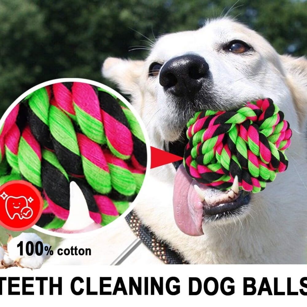 Large Dog Chew Toys for Aggressive Chewers,6 Pack Almost Indestructible Dog Balls for Large Dogs,Heavy Duty Dental Cotton Dog Rope Toy for Medium Dogs,Puppy Teething Chew Toys