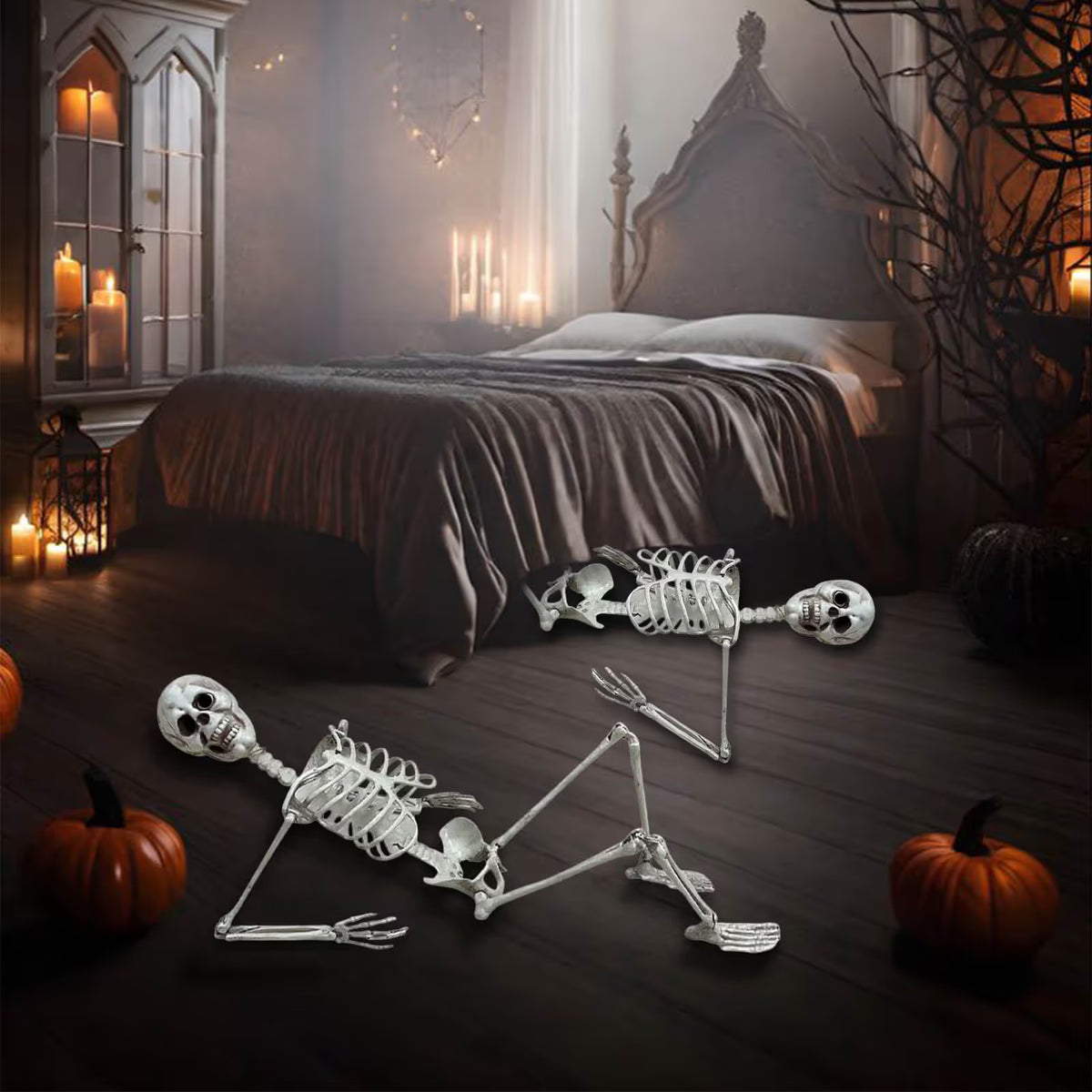 Life Size Skeleton, Halloween Skeleton Poseable Skeleton Full Body Human Bones with Movable Joints for Indoor Outdoor Halloween Props Decorations 70cm