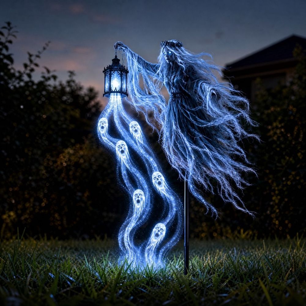 Halloween Solar Lights Outdoor Waterproof, Skeleton Solar Halloween Decorations, Solar Lights Outdoor Pathway for Garden Yard