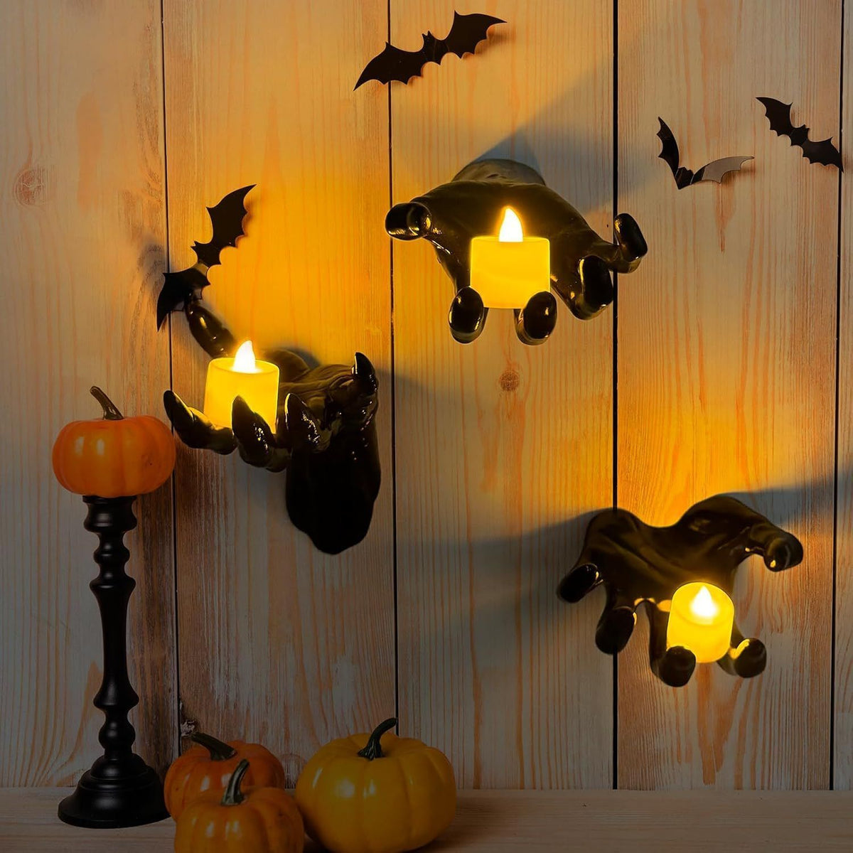 Spooky Ghost Hand Tabletop Ornament, Halloween Horror & Christmas Atmosphere Decor, 5 Pack (Candles Not Included)