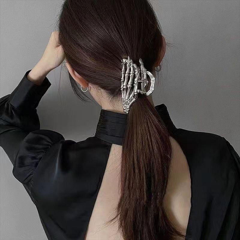 Halloween & Christmas Silver White Spider Web Alloy Hair Claw, Elegant Gothic Clip For Christmas & Halloween