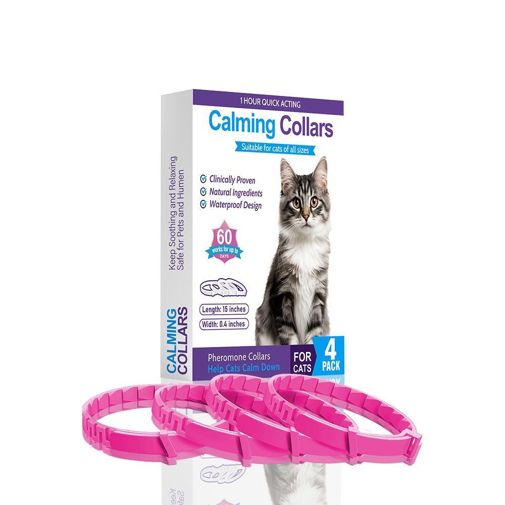 4 Pack Pink Cat Calming Collar 38cm | Christmas Cute Pet Gift | Companion Soothing Calm Cat Collar