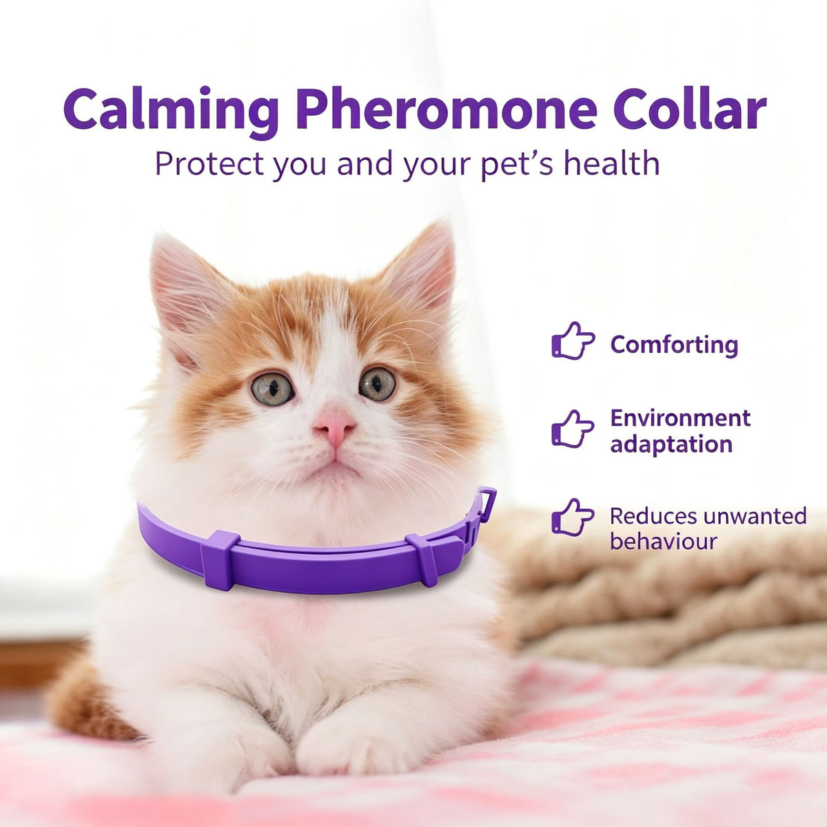 4 Pack Pink Cat Calming Collar 38cm | Christmas Cute Pet Gift | Companion Soothing Calm Cat Collar