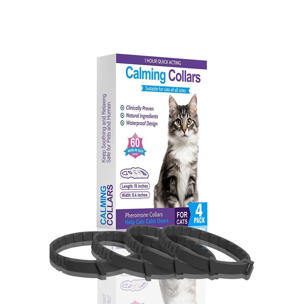 4 Pack Black Cat Calming Collar 38cm | Halloween Calming Gift | Stress Reaction Relief Soothing Collar