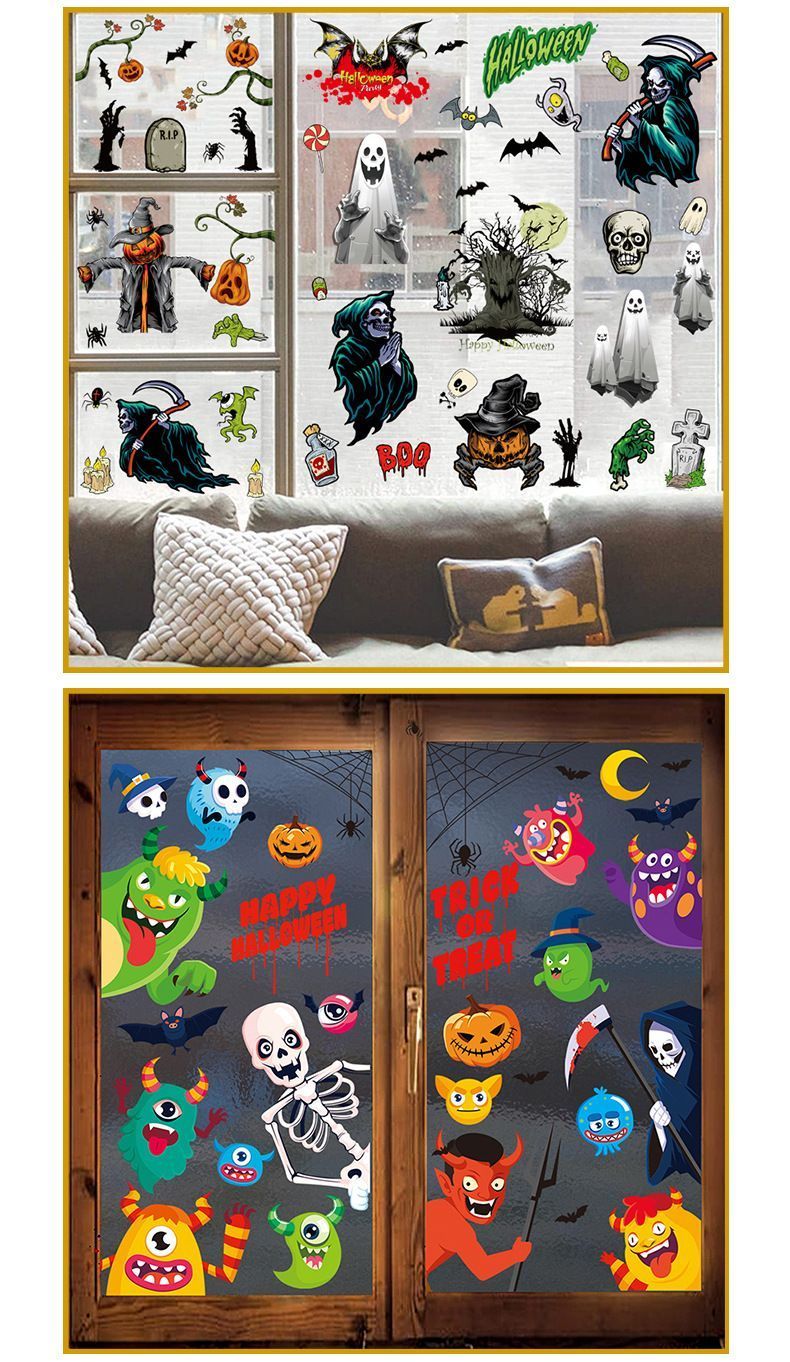 2Sets W05 Halloween Static Window Stickers (9 Sheets Per Set)