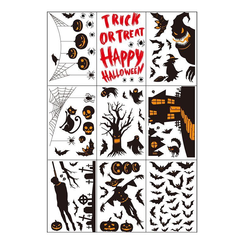 2Sets W05 Halloween Static Window Stickers (9 Sheets Per Set)