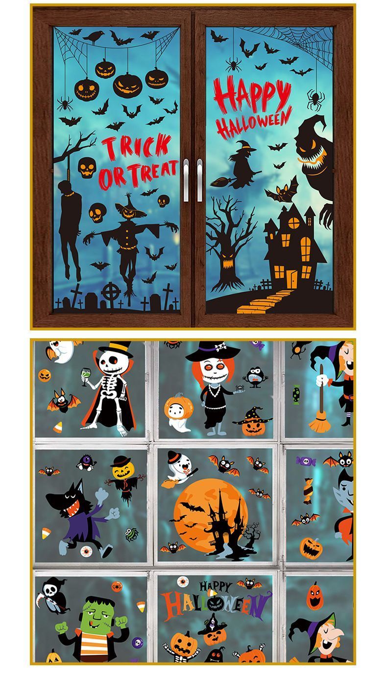 2Sets W14 Halloween Static Window Stickers (9 Sheets Per Set)
