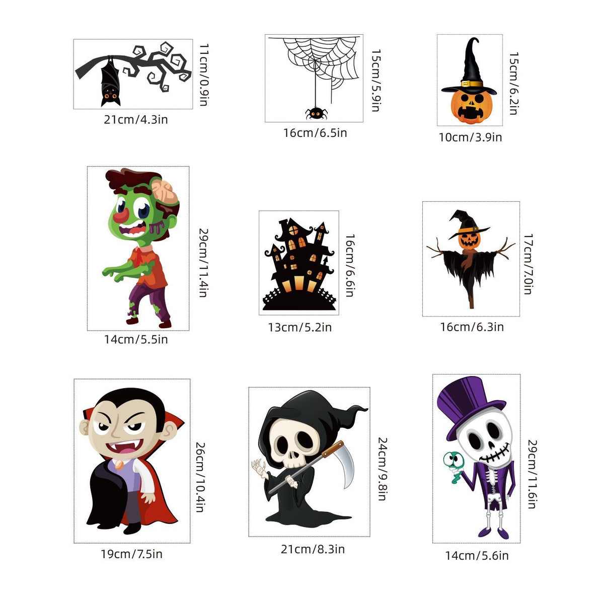 2Sets W14 Halloween Static Window Stickers (9 Sheets Per Set)