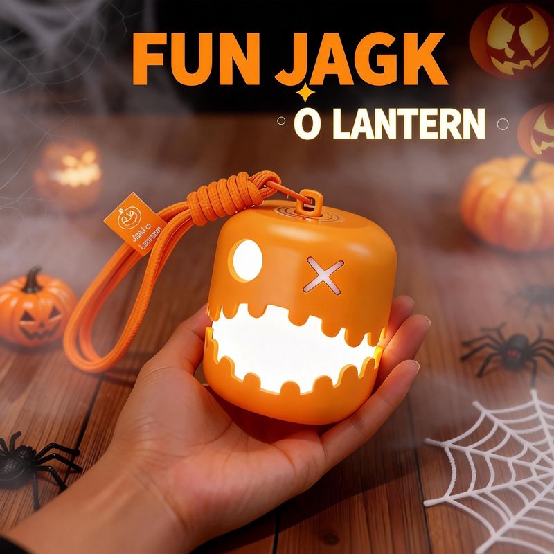 Fun Pumpkin Lantern RGB Color Changing Pull Switch Warm White Breathing Flash Lock Color PE Built-in Rechargeable Battery Portable Night Light