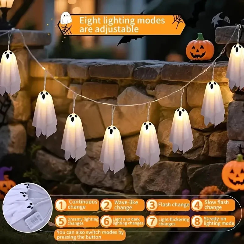 10-Pack Ghost Ice Stick Lights, 8 Lighting Modes, Battery Box Powered (Batteries Not Included), Must-Have for Haunted House, Yard & Party Decor.