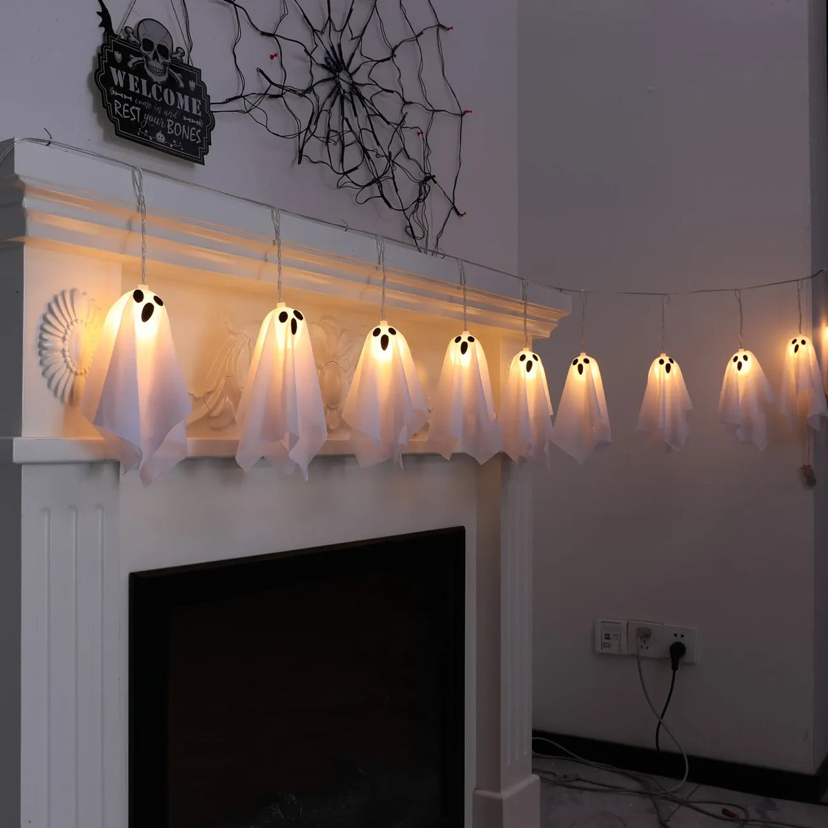10-Pack Ghost Ice Stick Lights, 8 Lighting Modes, Battery Box Powered (Batteries Not Included), Must-Have for Haunted House, Yard & Party Decor.