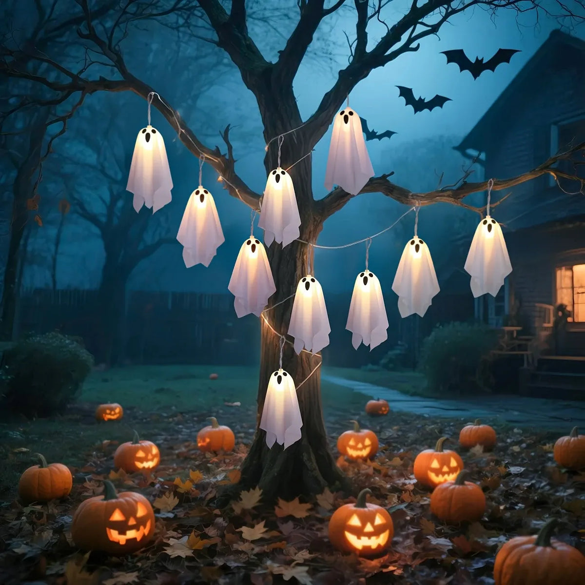 10-Pack Ghost Ice Stick Lights, 8 Lighting Modes, Battery Box Powered (Batteries Not Included), Must-Have for Haunted House, Yard & Party Decor.