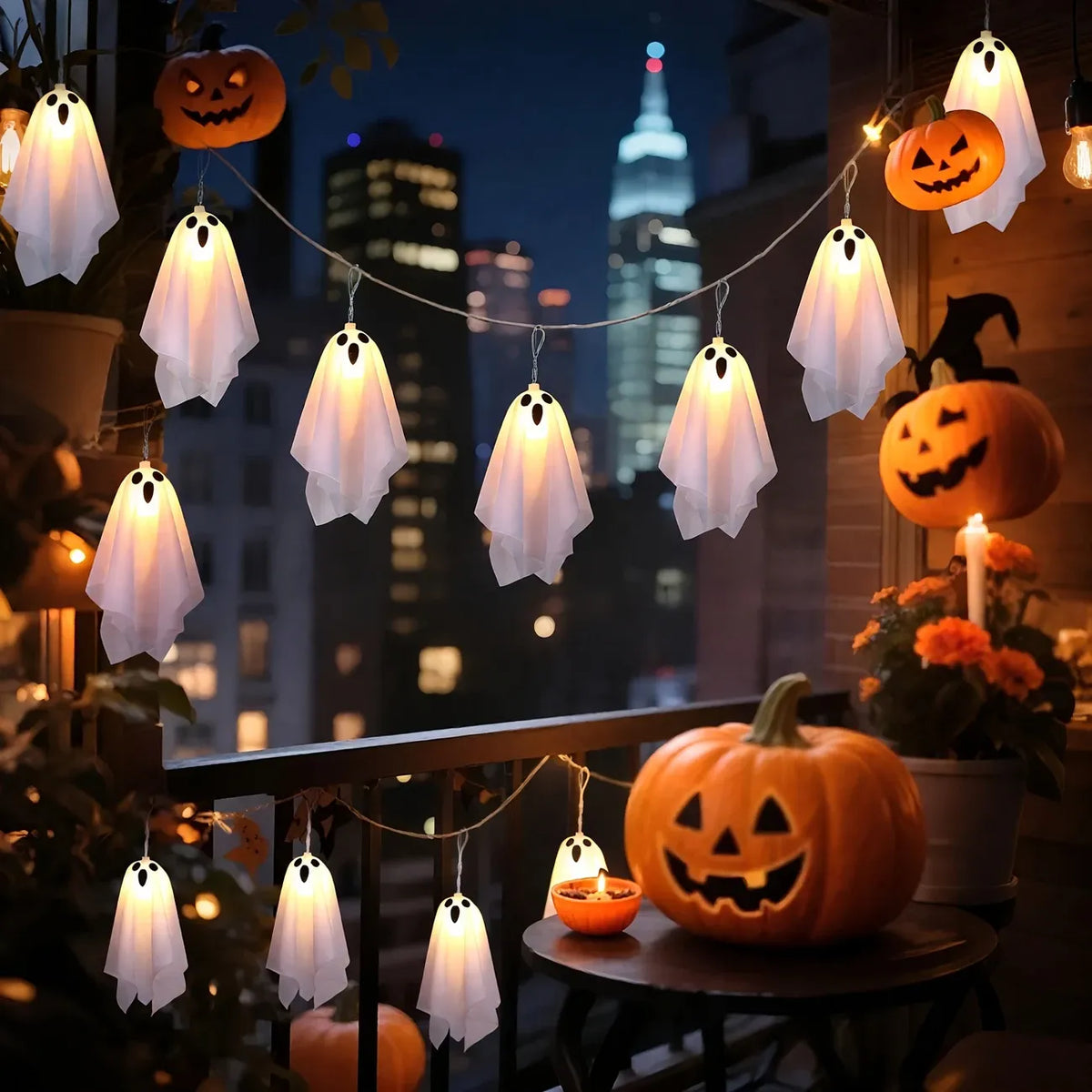 10-Pack Ghost Ice Stick Lights, 8 Lighting Modes, Battery Box Powered (Batteries Not Included), Must-Have for Haunted House, Yard & Party Decor.