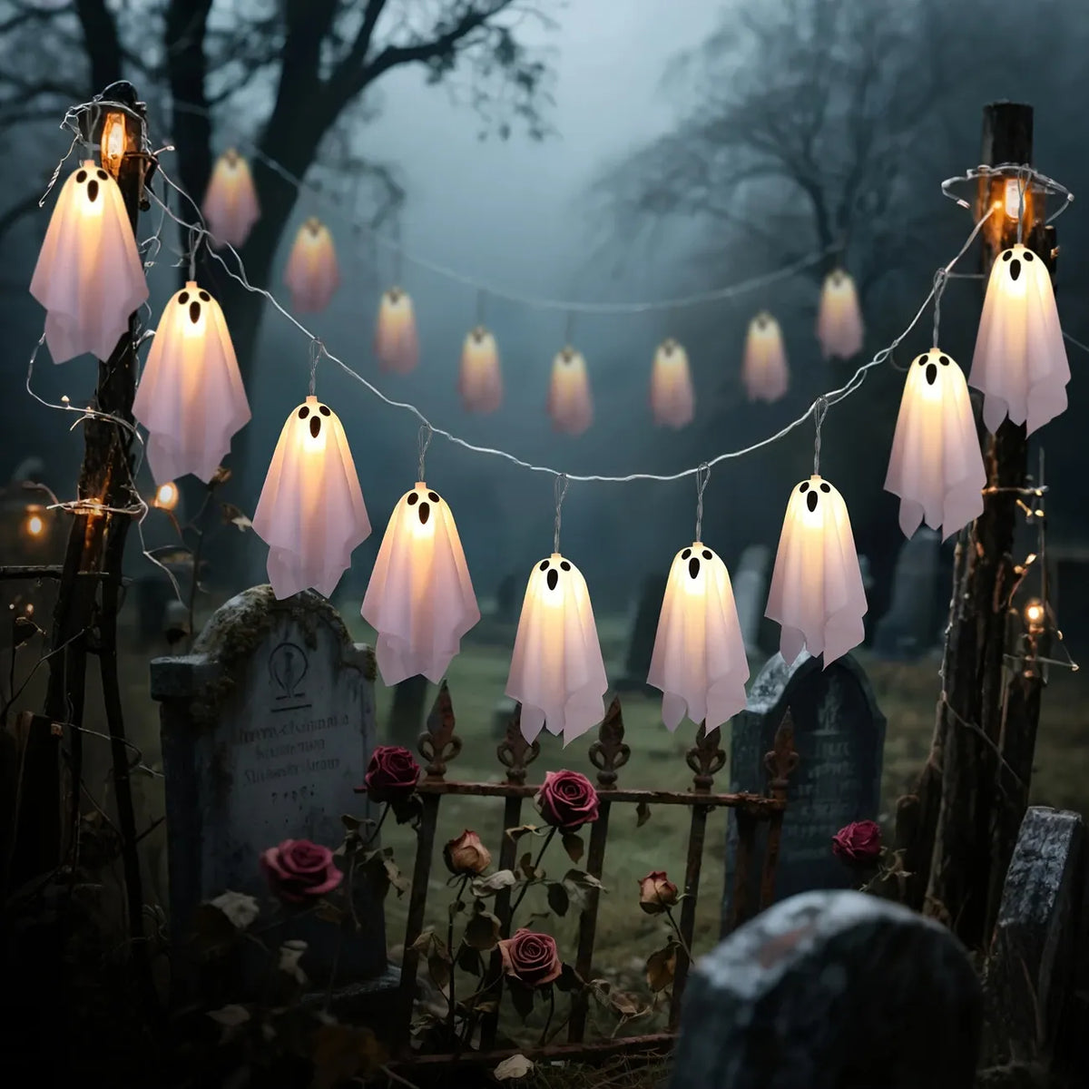10-Pack Ghost Ice Stick Lights, 8 Lighting Modes, Battery Box Powered (Batteries Not Included), Must-Have for Haunted House, Yard & Party Decor.