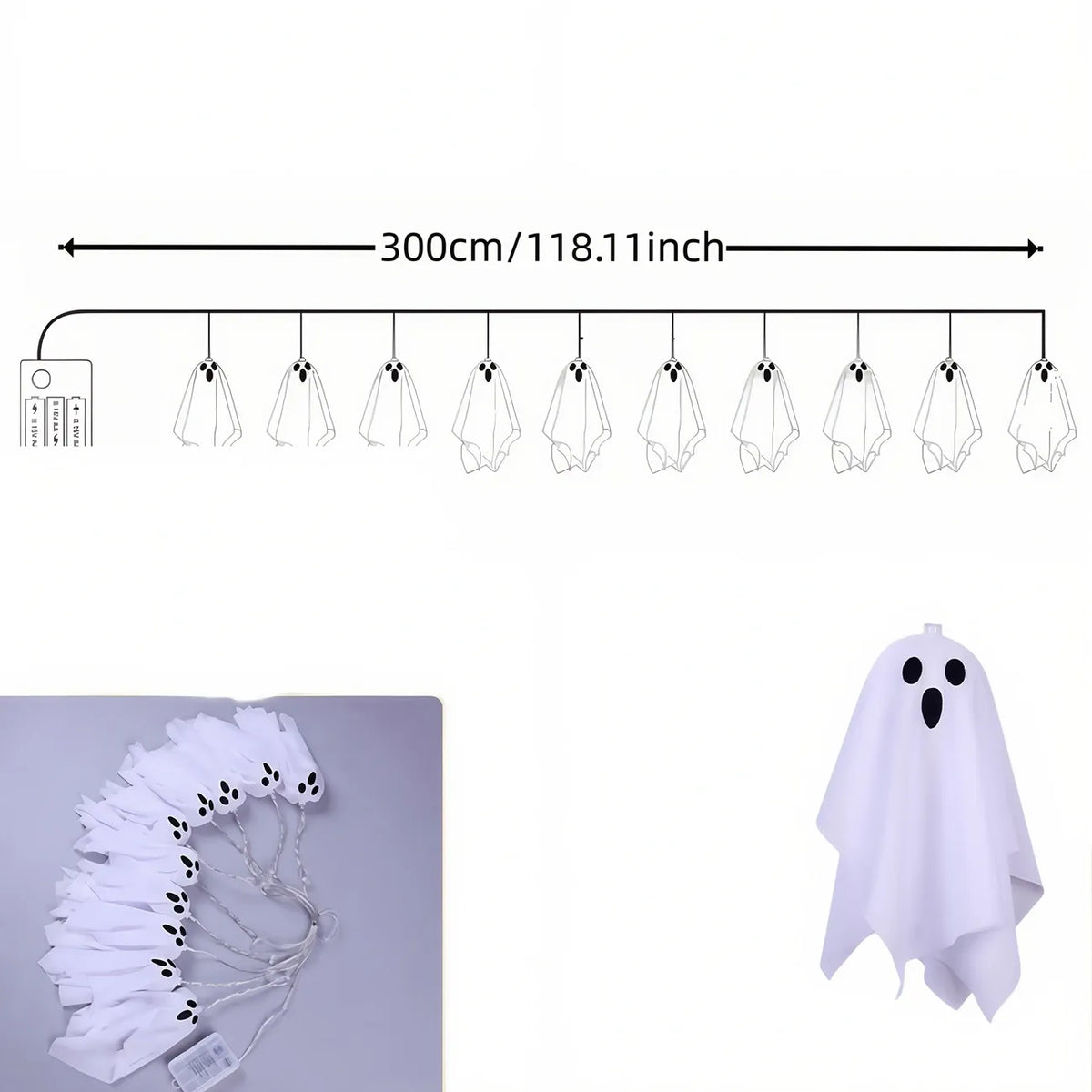 10-Pack Ghost Ice Stick Lights, 8 Lighting Modes, Battery Box Powered (Batteries Not Included), Must-Have for Haunted House, Yard & Party Decor.