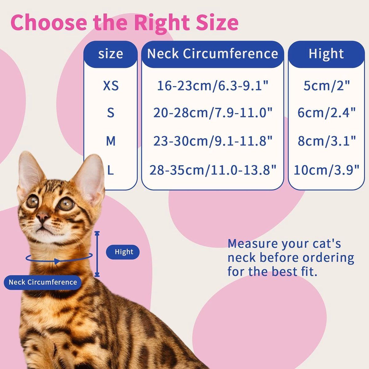 2 Pcs Cat Recovery Collar Soft Protective Scratching Prevention Neck Protector for Cats Pink, Size XS 16-22cm