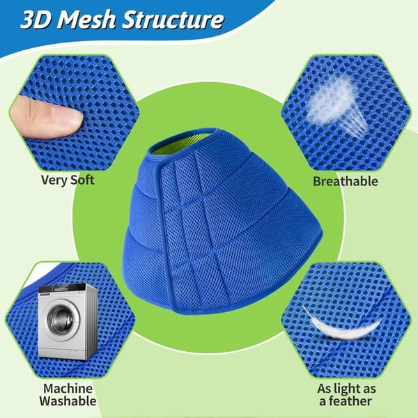 Soft Breathable Dog Cone Collar, Adjustable Pet Recovery E‑Collar for Small Dogs & Cats, Anti‑Licking Wound Protection Elizabethan Collar, Size S