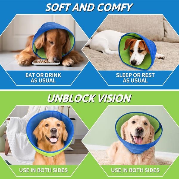 Soft Breathable Dog Cone Collar, Adjustable Pet Recovery E‑Collar for Small Dogs & Cats, Anti‑Licking Wound Protection Elizabethan Collar, Size S