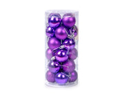 24Pcs Christmas Balls Glitter Anti-fade Plastic Christmas Tree Decor Balls for Home-Purple 4cm