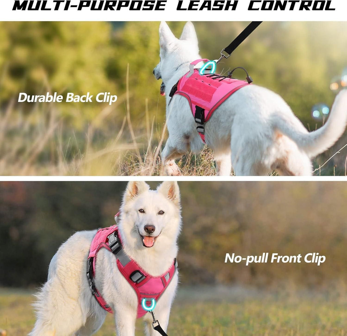 Dog Harness Large Dog No Pull Reflective Adjustable Pet Vest with Handle - Army Green S