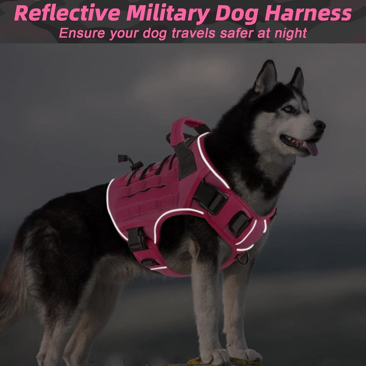 Dog Harness Large Dog No Pull Reflective Adjustable Pet Vest with Handle - Army Green S