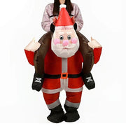 Ride On Santa Claus Cartoon Costumes Air Model Inflatable Costume Funny Dress Up Props Christmas Party Clothes Adult One Size