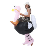 Pink Ride On Ostrich Cartoon Costumes Air Model Inflatable Costume Funny Dress Up Props Halloween Party Clothes Adult One Size