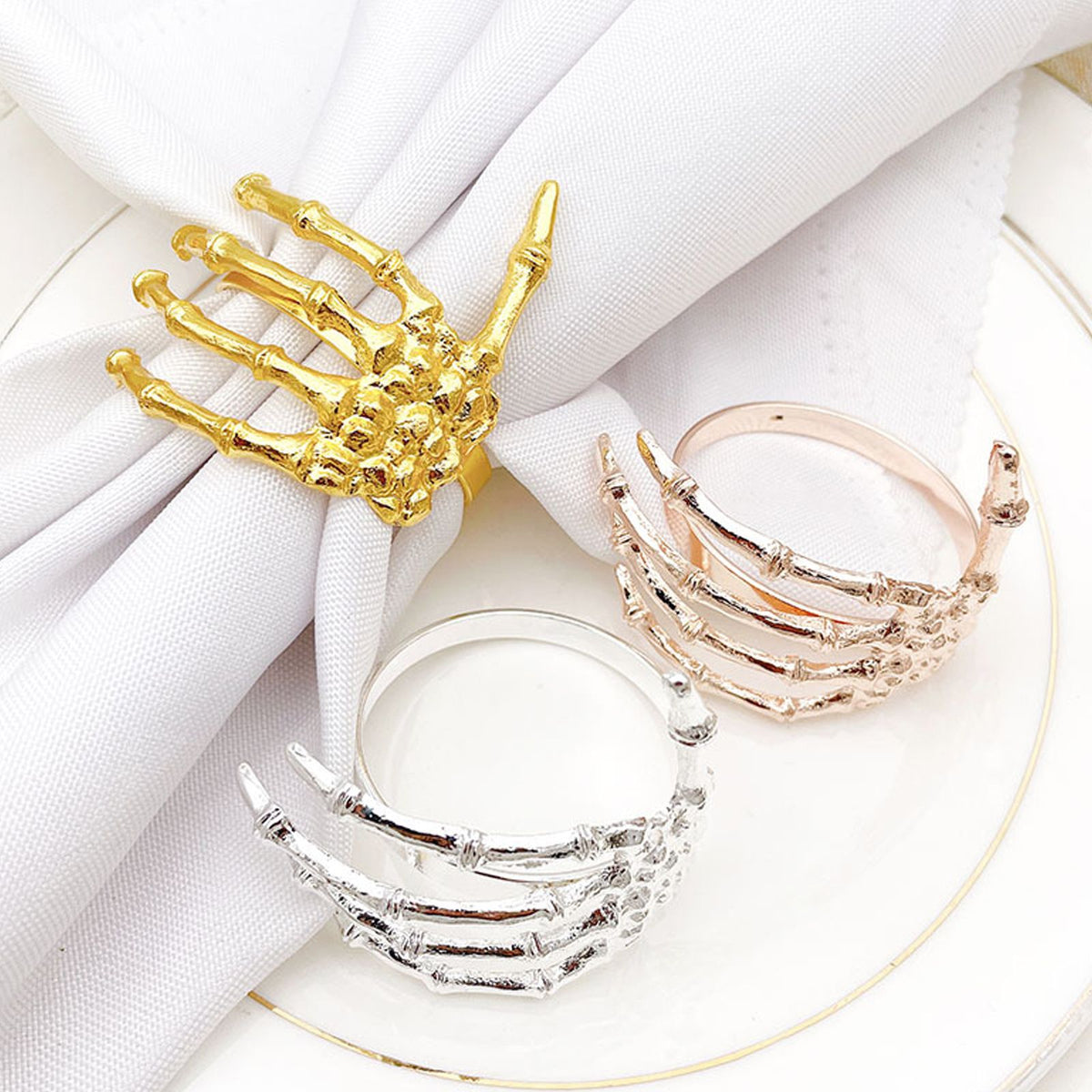 Wine Tableware Halloween Napkin Buckle Ghost Hand Napkin Ring Alloy Napkin Ring Gold
