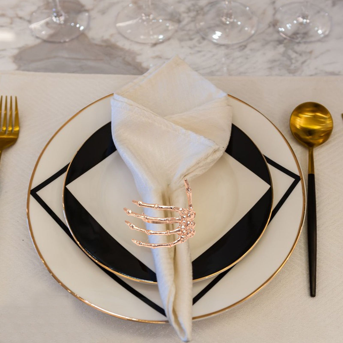Wine Tableware Halloween Napkin Buckle Ghost Hand Napkin Ring Alloy Napkin Ring Gold