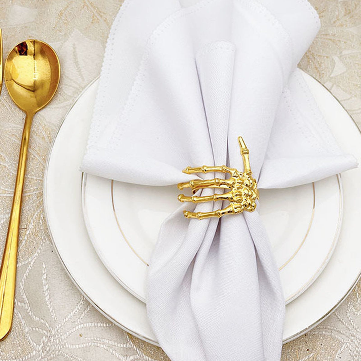 Wine Tableware Halloween Napkin Buckle Ghost Hand Napkin Ring Alloy Napkin Ring Gold