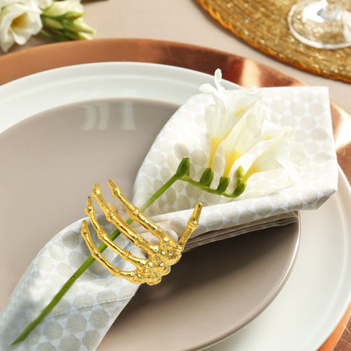 Wine Tableware Halloween Napkin Buckle Ghost Hand Napkin Ring Alloy Napkin Ring Black