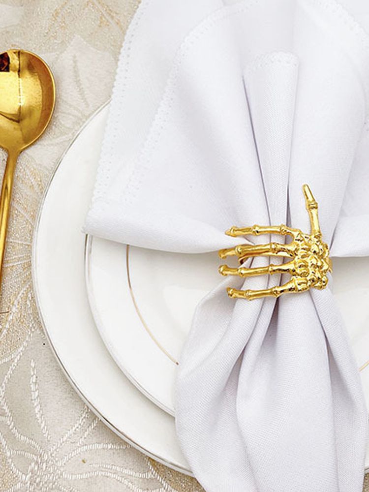 Wine Tableware Halloween Napkin Buckle Ghost Hand Napkin Ring Alloy Napkin Ring Black