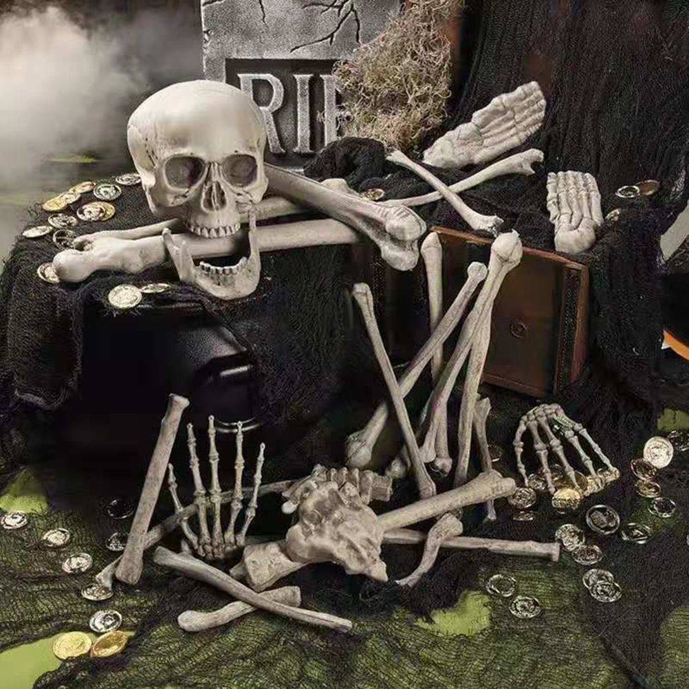 28Pcs Halloween Skeleton Bones Halloween Props Skeleton Tricky Bones Haunted House Party Decorations