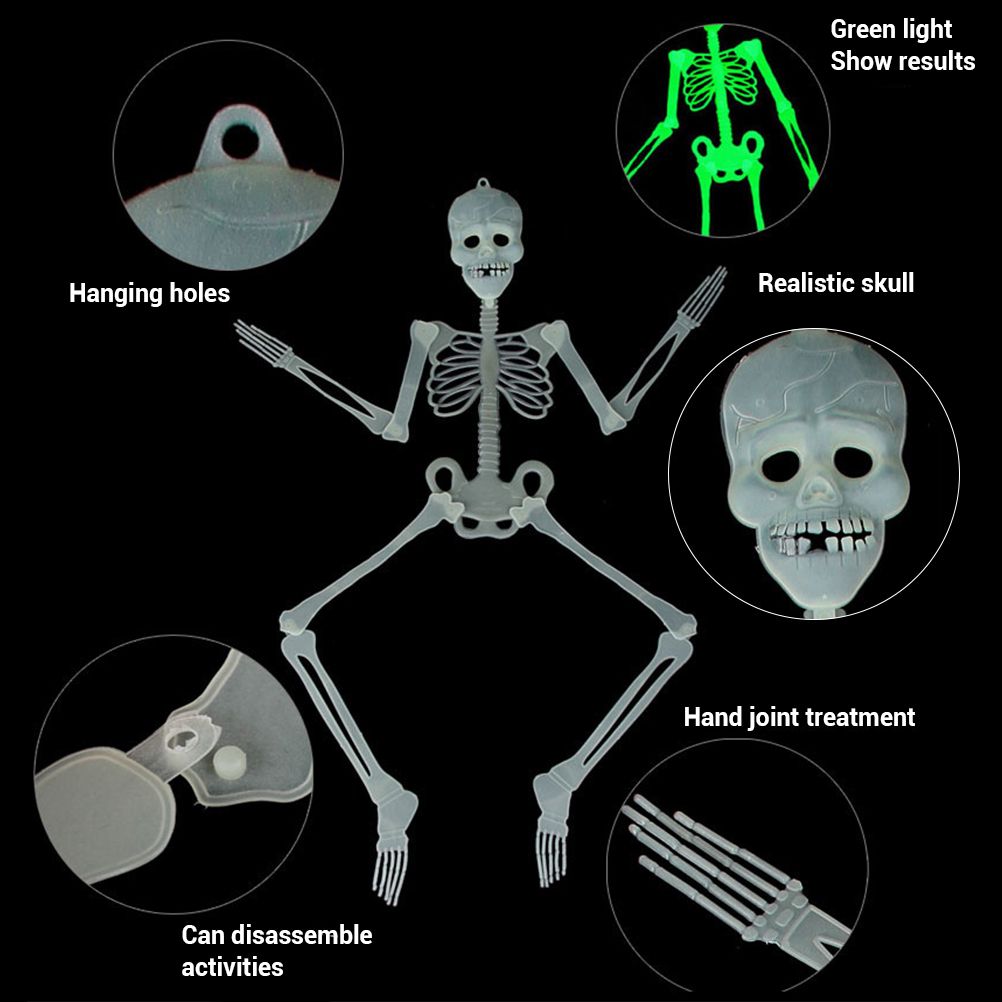 90cm Halloween Luminous Skeleton Hanging Flexible Joints Skeleton Outdoor Crazy Scary Hanging Props