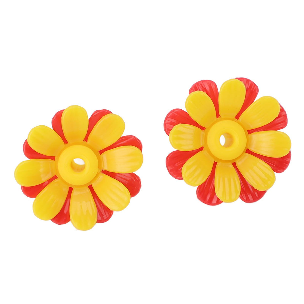 30PCS Hummingbird Feeders Replacement Flowers Brightly Colored Bird Feeder Feeding Ports Parts Easy to Clean Red + Yellow (with Yellow Core)