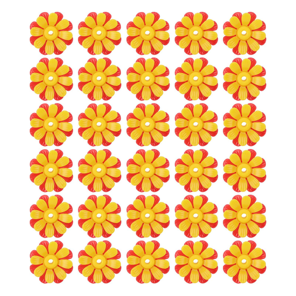 30PCS Hummingbird Feeders Replacement Flowers Brightly Colored Bird Feeder Feeding Ports Parts Easy to Clean Red + Yellow (with Yellow Core)
