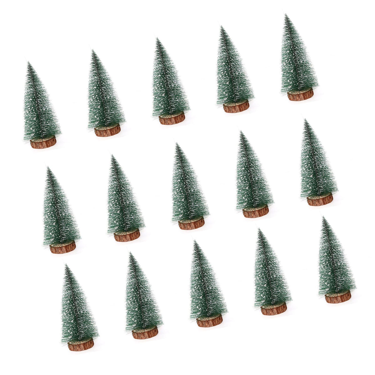 15 Pcs Miniature Xmas Tree White Snow Home Decoration Multi Purpose Desktop Mini Pine Tree for Indoor Party 3.9in