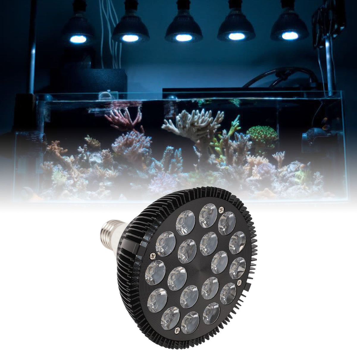 LED Aquarium Lights Full Spectrum Aquatic Plants Grow Lamp LED Reef Lights for Coral Marine Algae Turtle Habitat 18W