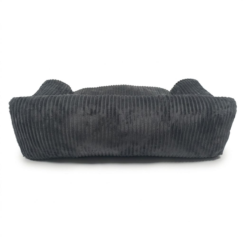 Soft Corduroy Pet Sofa Bed with Bolster Support for Cats and Small to Medium Dogs, Machine Washable Cover for Indoor Home Use (Grey)