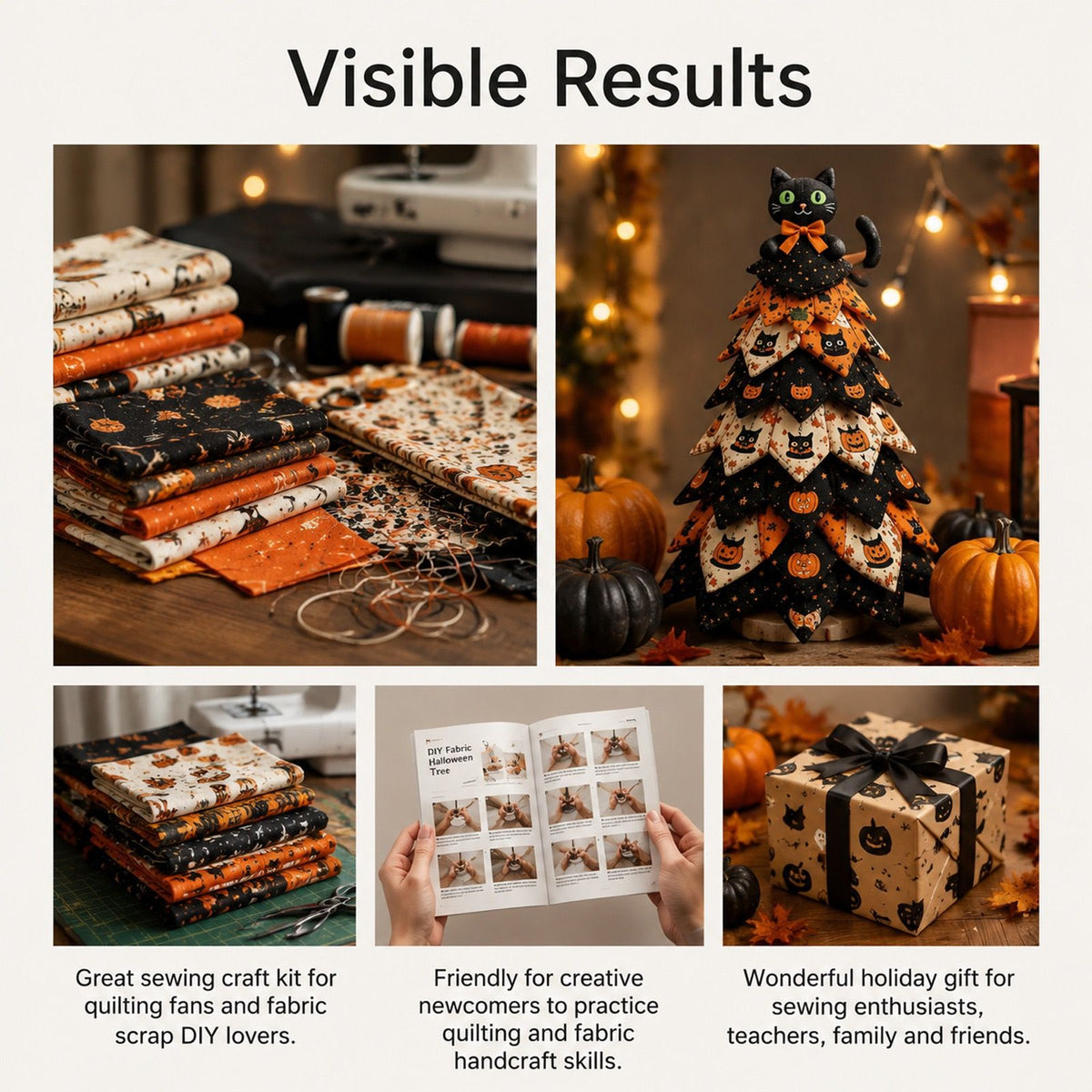Spooky DIY Felt Halloween Tree Kit – Create a Whimsical Holiday Centerpiece with Pre-Cut Fabric, Plush Fill, and Adorable Ghostly Charms for Mantel, Desk, or Shelf Décor. (Large Spider)