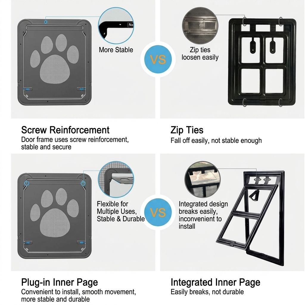 Self-Closing Pet Screen Door for Sliding Windows and Screens – Durable ABS Frame, Scratch-Resistant Mesh, Ideal for Cats and Small Dogs, Easy Installation, Keep Bugs Out While Letting Pets In (S,Black)