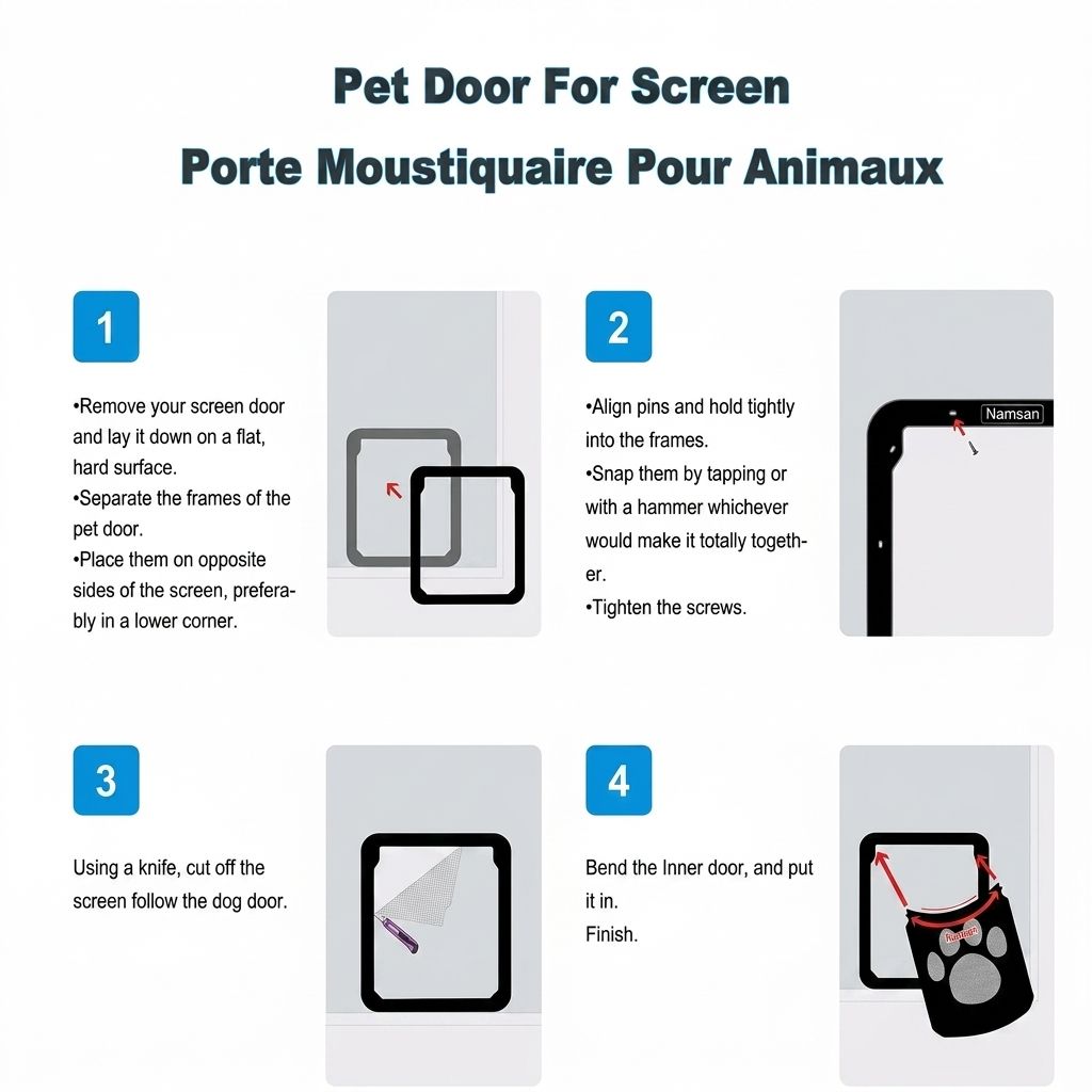 Self-Closing Pet Screen Door for Sliding Windows and Screens – Durable ABS Frame, Scratch-Resistant Mesh, Ideal for Cats and Small Dogs, Easy Installation, Keep Bugs Out While Letting Pets In (S,Black)