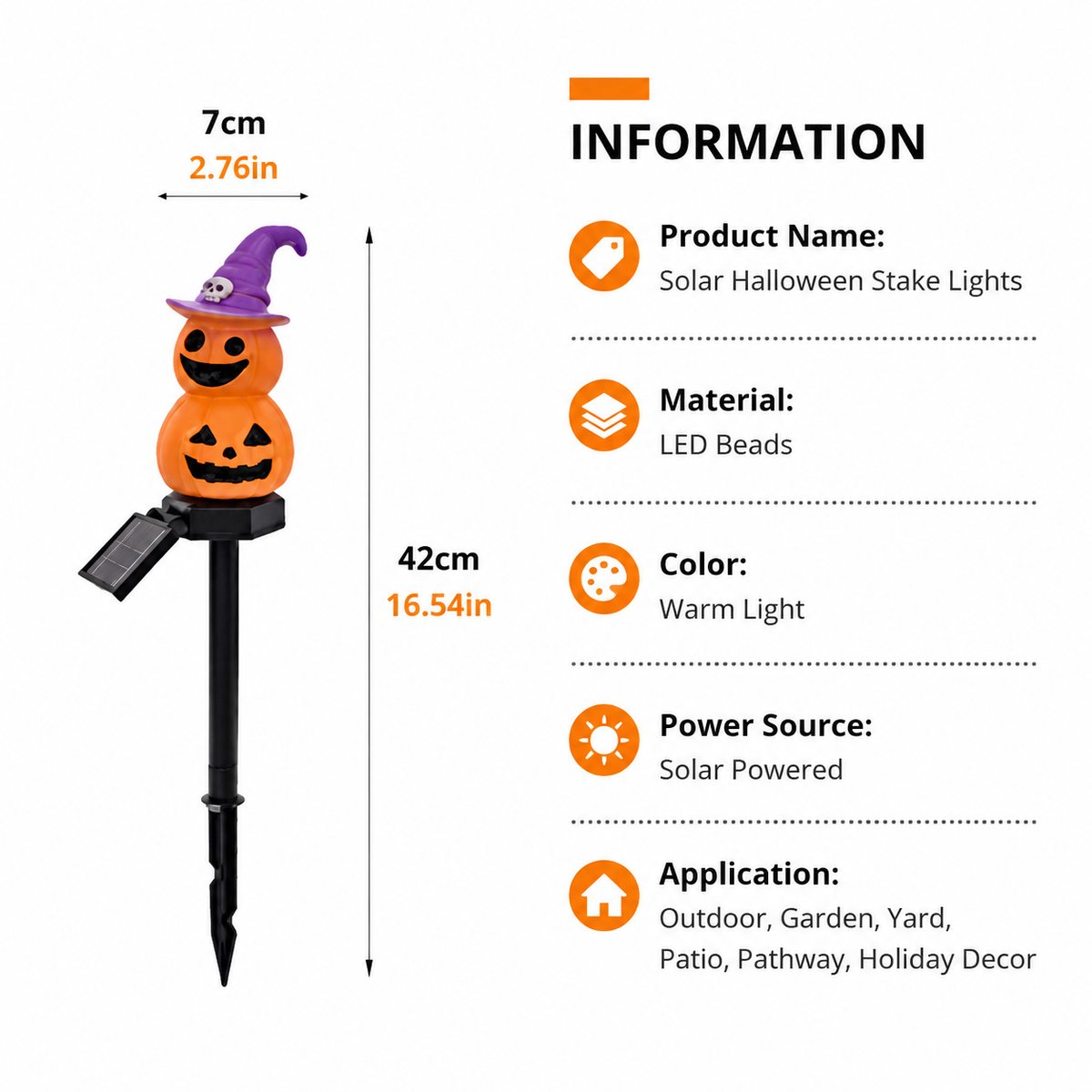 Halloween Solar Pathway Lights Set, 3 Spooky Designs Including Pumpkin with Witch Hat, Cute Ghost, and Faux Campfire, Warm Glow, Auto On/Off, Waterproof Solar Stake Lights for Outdoor Garden Yard Path Decor (Flame, 1PCS)