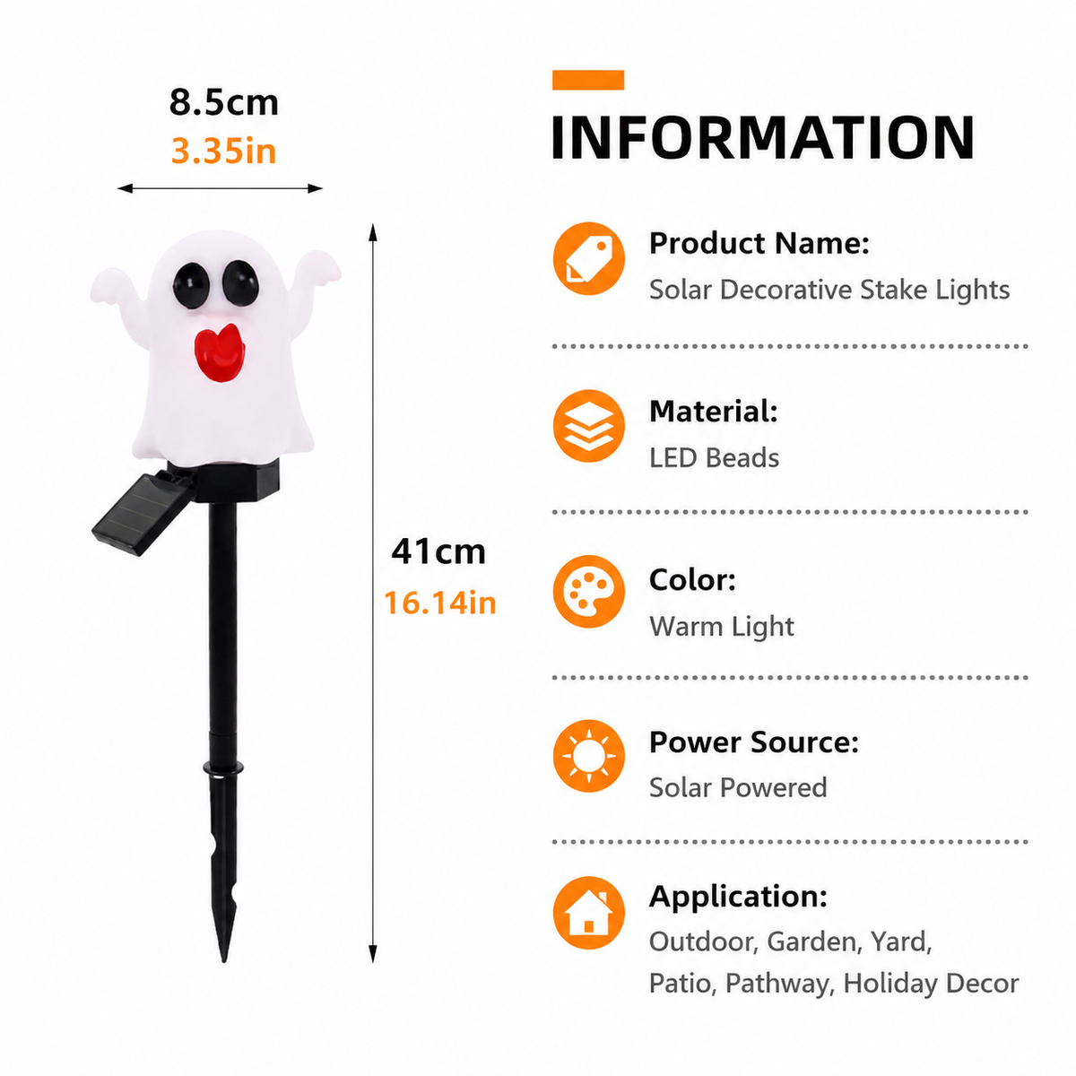 Halloween Solar Pathway Lights Set, 3 Spooky Designs Including Pumpkin with Witch Hat, Cute Ghost, and Faux Campfire, Warm Glow, Auto On/Off, Waterproof Solar Stake Lights for Outdoor Garden Yard Path Decor (Pumpkin, 1PCS)